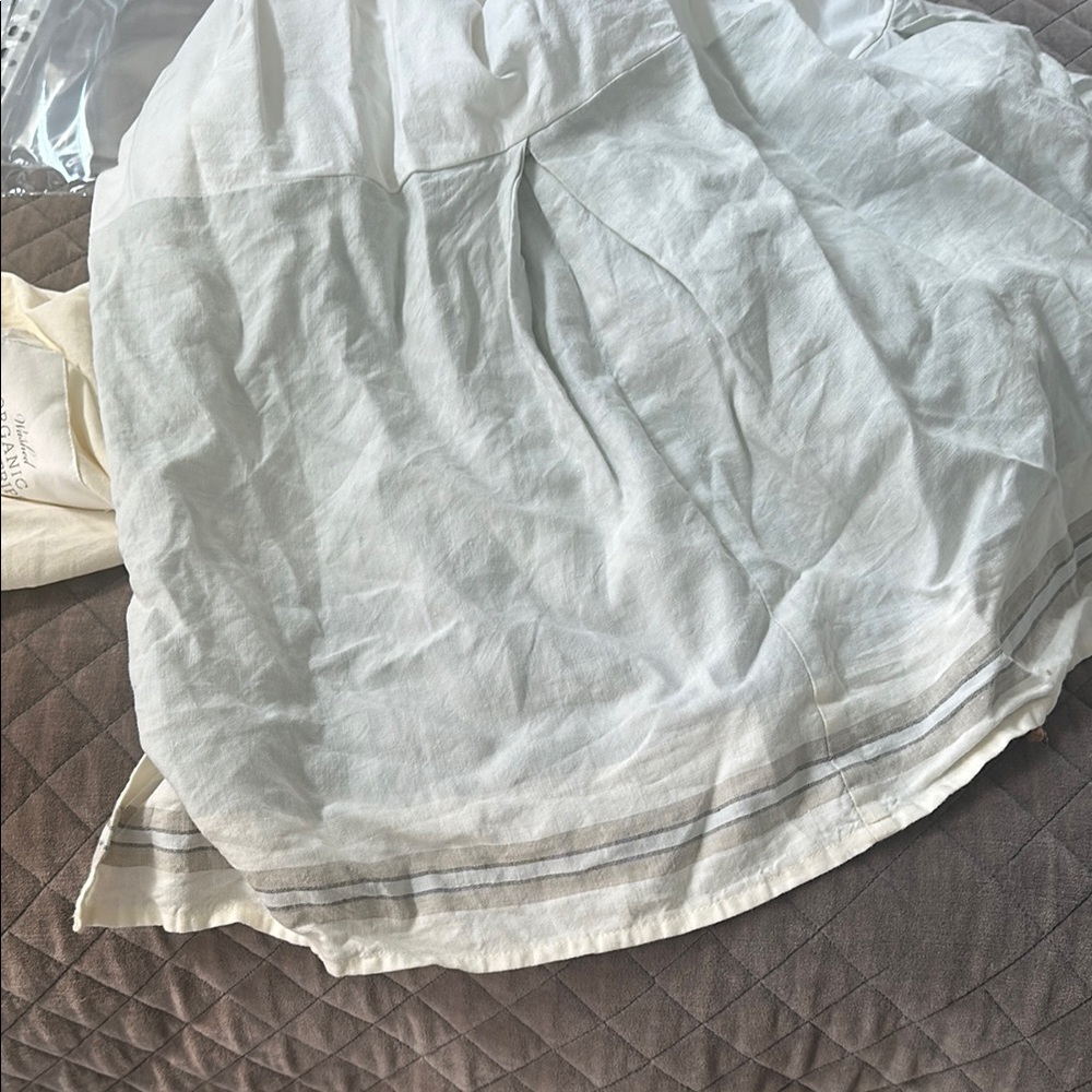 Restoration hardware crib skirt white blue